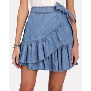 Veronica Beard Blue Ruffled Mini Skirt